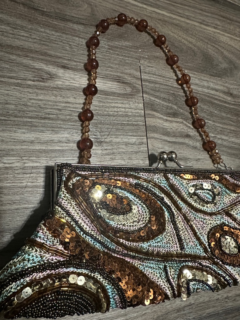 Statement Beaded Handbag ✨ Unique Vintage-Inspired Clutch. - Picture 8 of 9